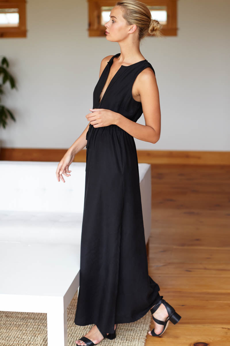 Grecian Keyhole Dress - Black - Emerson Fry